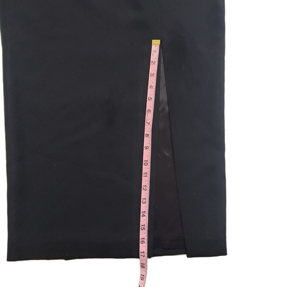 Vintage Black Maxi Dress Size 6 Embroidered Sheer Cut-Out Waist Front Slit 80s - Picture 11 of 16